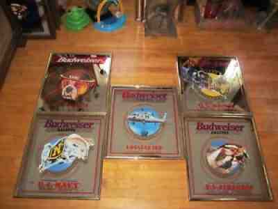 Budweiser Salutes the Military 1998 Complete Set of 5 Beer Mirrors