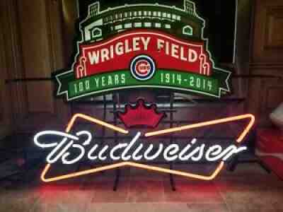 Budweiser beer Chicago Cubs 1914-2014 neon light sign 100 years Wrigley baseball