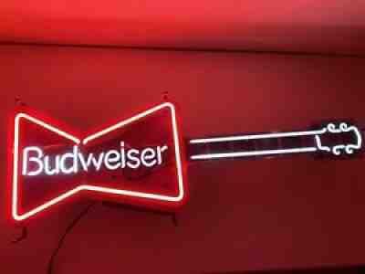 Budweiser Guitar Neon Sign Light RARE LARGE 41