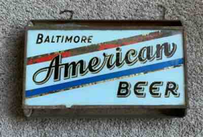 Rare Early Antique Baltimore American Beer Lighted Sign Reverse Painted As Is