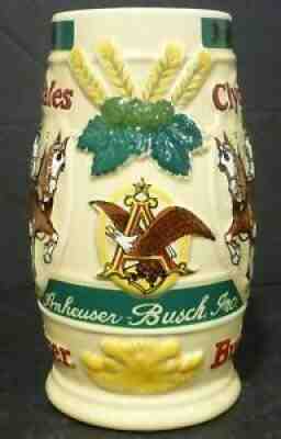 RARE 1983 One-of-a-Kind BUDWEISER CLYDESDALES Prototype Beer Stein Flat Bottom