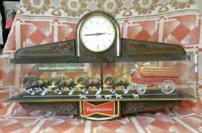 Vintage Budweiser Beer Sign World Champion Clydesdale Lighted Clock 2-Sided 35