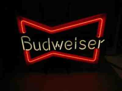 Vintage 1989 Budweiser Beer Bow Tie Neon Advertising Sign