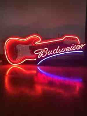 Budweiser Limited Edition Electric Guitar Neon Sign Rare Aria â??true Musicâ?