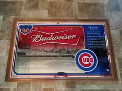 Budweiser beer Chicago Cubs Wrigley field roof top players back bar mirror sign