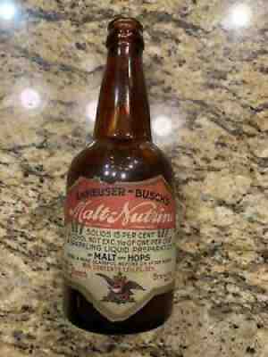 Budweiser Beer Anheuser Busch Malt Nutrine Stork Label Bottle St. Louis Missouri