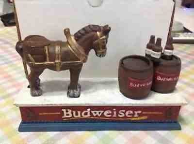 Extremely rare Budweiser horse and barrels mechanical bank