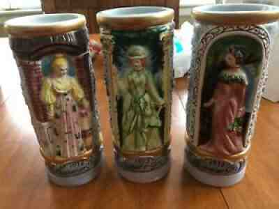 3 - 1973 BUDWEISER GIRL STEINS MADE IN ITALY 1973 ANHEUSER BUSCH