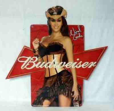 Ninel Conde Budweiser Tin Litho Beer Sign