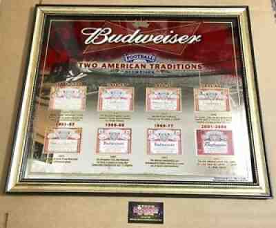 Budweiser NFL Football American Traditions Label Mirror Beer Sign 27x22â? New