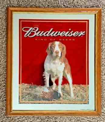 Budweiser Beer Hunting Dog Mirror Spaniel with Pheasant RARE NO RESERVE Large!