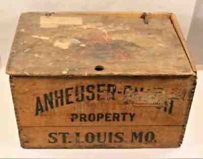 1942 Vintage Wooden Anheuser Busch Beer Crate Case Budweiser Michigan