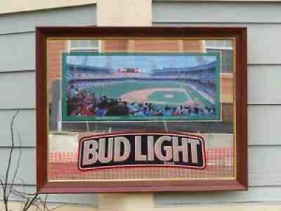 Vintage 1993 Large BUD LIGHT TIGER Briggs STADIUM BEER MIRROR Bar Man Cave SIGN