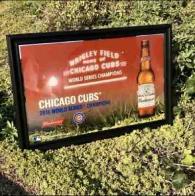 Budweiser Chicago Cubs 2016 World Series Champs Beer Bar Man Cave Mirror Sign