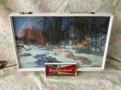 RARE VINTAGE 1950'S BUDWEISER BEER HUNTER DEER HUNTING LIGHTED SIGN