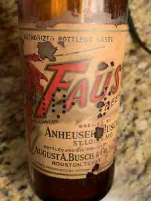 Budweiser Beer Faust Houston Texas Bottle - St. Louis Missouri