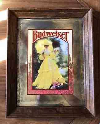 Vintage Rare Brytone Mechanical Mirror Works NY Anheuser-Busch Budweiser Girl