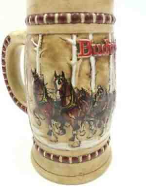 Vintage 1981 Budweiser Beer Stein Mug CS50 Snowy Woodland Clydedales Ceramarte