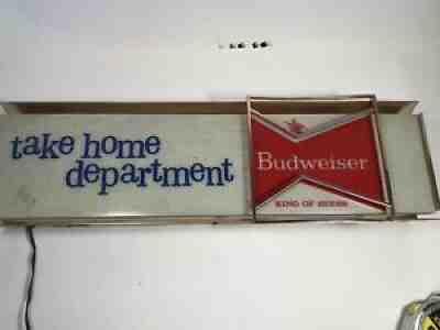 VINTAGE BUDWEISER KING BEERS TAKE HOME MID CENTURY LIGHTED ADVERTISING SIGN BAR