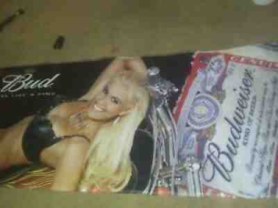 Budweiser 2002 stuegis south dakota promotional banner WITH GIRL IN BIKINI