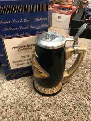 2007 BUDWEISER CONVENTION BEER STEIN BLACK & TAN ARTIST SIGNED MIB AWESOME