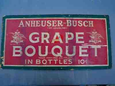 Large Budweiser / Anheuser Busch Grape Bouquet Prohibition Era Cardboard Sign