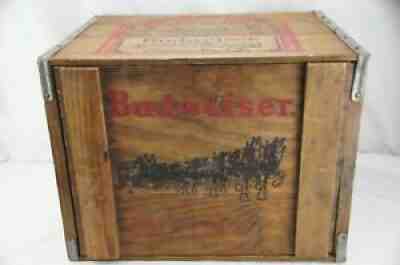 Vintage Budweiser Vinyl Record Wood Crate Anheuser-Busch Advertising Sign Wooden