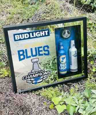 Bud Light NHL At Louis Blue 2019 Champion Hockey Beer Bar Mirror Shadow Box