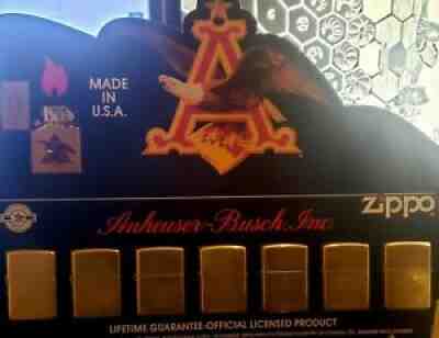 ***RARE AND HARD TO FIND COLLECTORS ZIPPO 1993 set Brass Millennium Budweiser