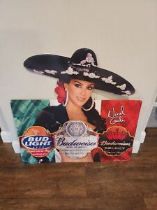 RARE EXTRA LARGE 2007 NINEL CONDE BUDWEISER ANHEUSER BUSCH METAL TIN SIGN 35x35