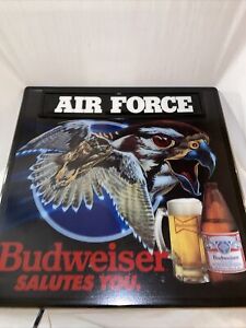 NEW VTG BUDWEISER BUD BEER US AIR FORCE FALCON IN MOTION USAF BAR LIGHT PUB SIGN