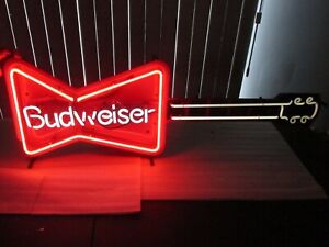 Vintage Budweiser Beer SIGN Bow-Tie Guitar Neon  RARE LOCAL PICKUP Please READ