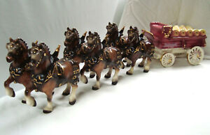 Metlox Poppytrail USA Budweiser Beer Wagon Clydesdale Horses 6 Horse Team Figure