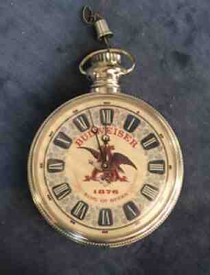 Vintage Budweiser 2 Side Rotating Pocket Watch Lighted Sign Works