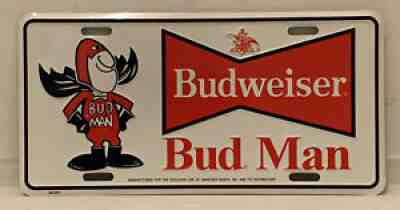 Bud Man Budweiser License Plate Beer Unused