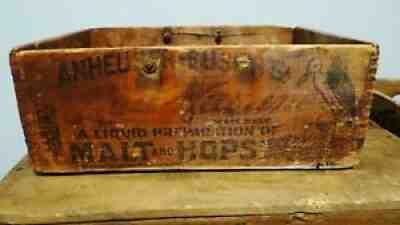 c1890s Anheuser Busch Malt Nutrine Tonic Pre Pro Prohibition Wood Beer Crate