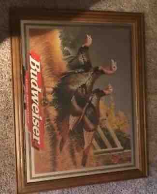 Vintage rare Budweiser wildlife mirror, Turkey, NWTF, excellent cond, wood frame