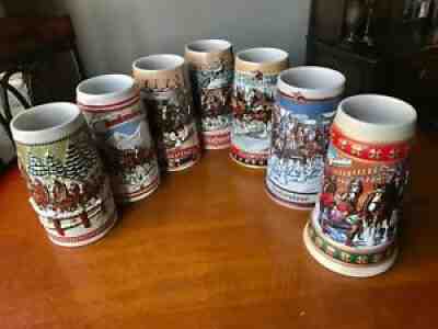 BUDWEISER CHRISTMAS CLYDESDALE BEER STEIN MUG LOT