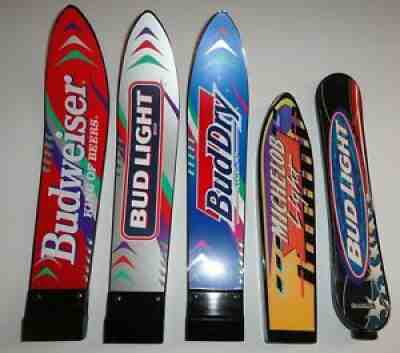 4 Different Budweiser Ski & 1 Snowboard - Tap Handles