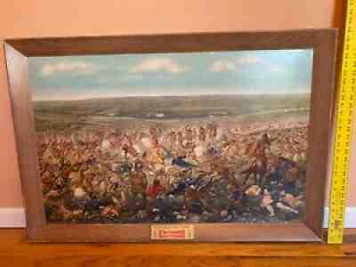 Vintage BUDWEISER ADVERTISING 1952 Custer's Stand Picture Sign