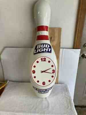 42 INCH BUD LIGHT BOWLING PIN CLOCK, 