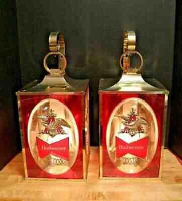 Vintage Pair of 1968 Budweiser Wall Lamps Sconce Lights with Brackets