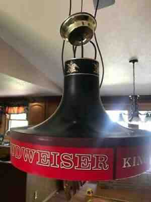 Vintage Budweiser King of Beers Hanging Pool Table Ceiling Lamp Light Round 17â?