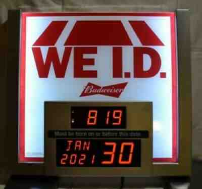 Budweiser WE ID Digital Lighted Sign Clock Must be Born on or Before This Date