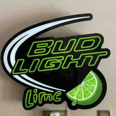 BUD LIGHT LIME BEER SIGN lighted OPTI NEON Neo Green VERY COOL Rare