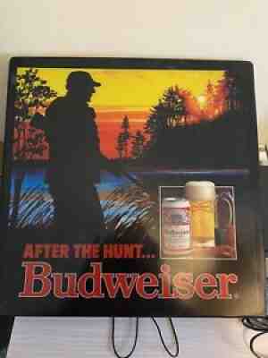 Vintage Budweiser Lighted Bar Sign, After The Hunt 1984