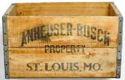 1944 Anheuser Busch Property Budweiser Beer Bottle Wood Box Crate St Louis MO