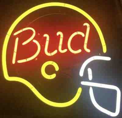 Bud (Budweiser) Football Helmet Shaped Neon Light Sign