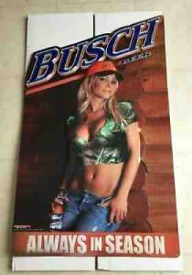 Busch Beer Metal Bar Sign Always in Season Baseball Babe from Private Selection