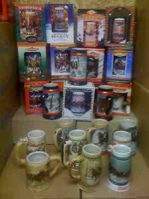 Budweiser bud Holiday Christmas Steins set 1980 - 2006 27 steins new in box lot